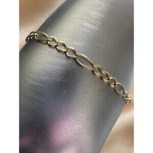 14k Gold Figaro Diamond Cut rope chain bracelet Italy (IGS) 3.92 Grams